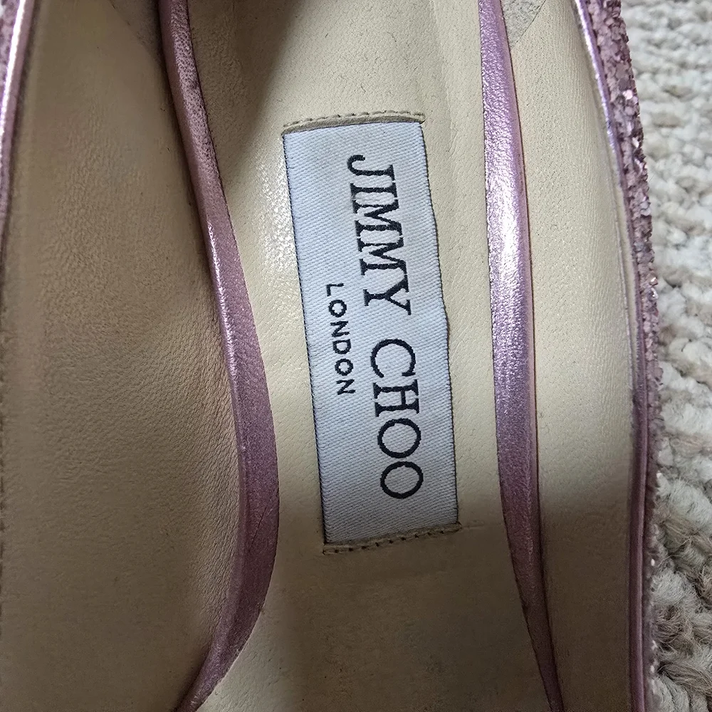 Jimmy Choo Romy 85 Glitter Pumps - Size 36 - Pink And Silver - Picture 12 of 14